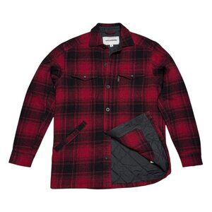 WOLVERINE Plaid Wool Red Quilted Winter Outdoor Work Jacket Shacket Mens Small